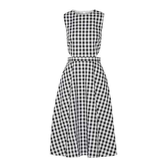 Tanya Taylor Dresses & Skirts - Tanya Taylor | Monica Gigham Cutout Midi Dress White/Navy 8